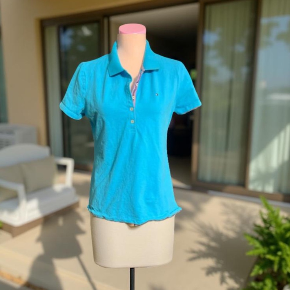 Tommy Hilfiger Women's Blue Polo Shirt M